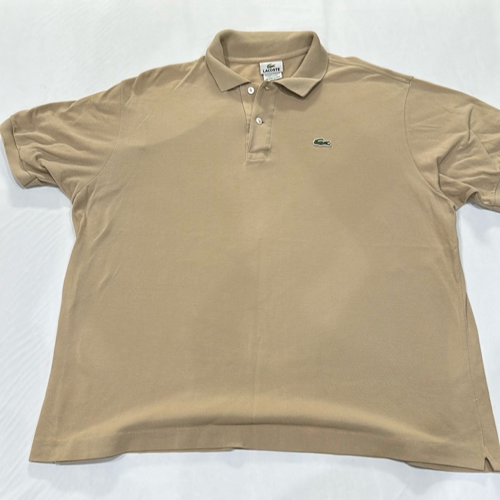 Lacoste Sport Mens Size 7 XL polo T-shirt Khaki 100% Cotton Golf Tee